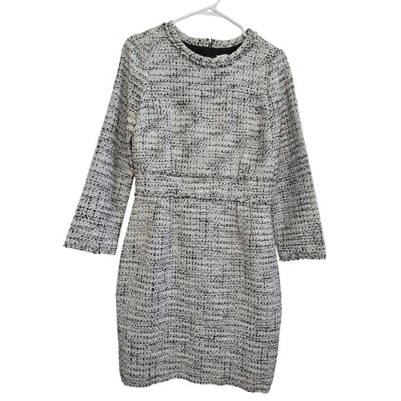J.Crew Tweed Mini Dress Womens Sz 6 Long Sleeve Crew Neck Office Preppy Academy - Picture 1 of 13